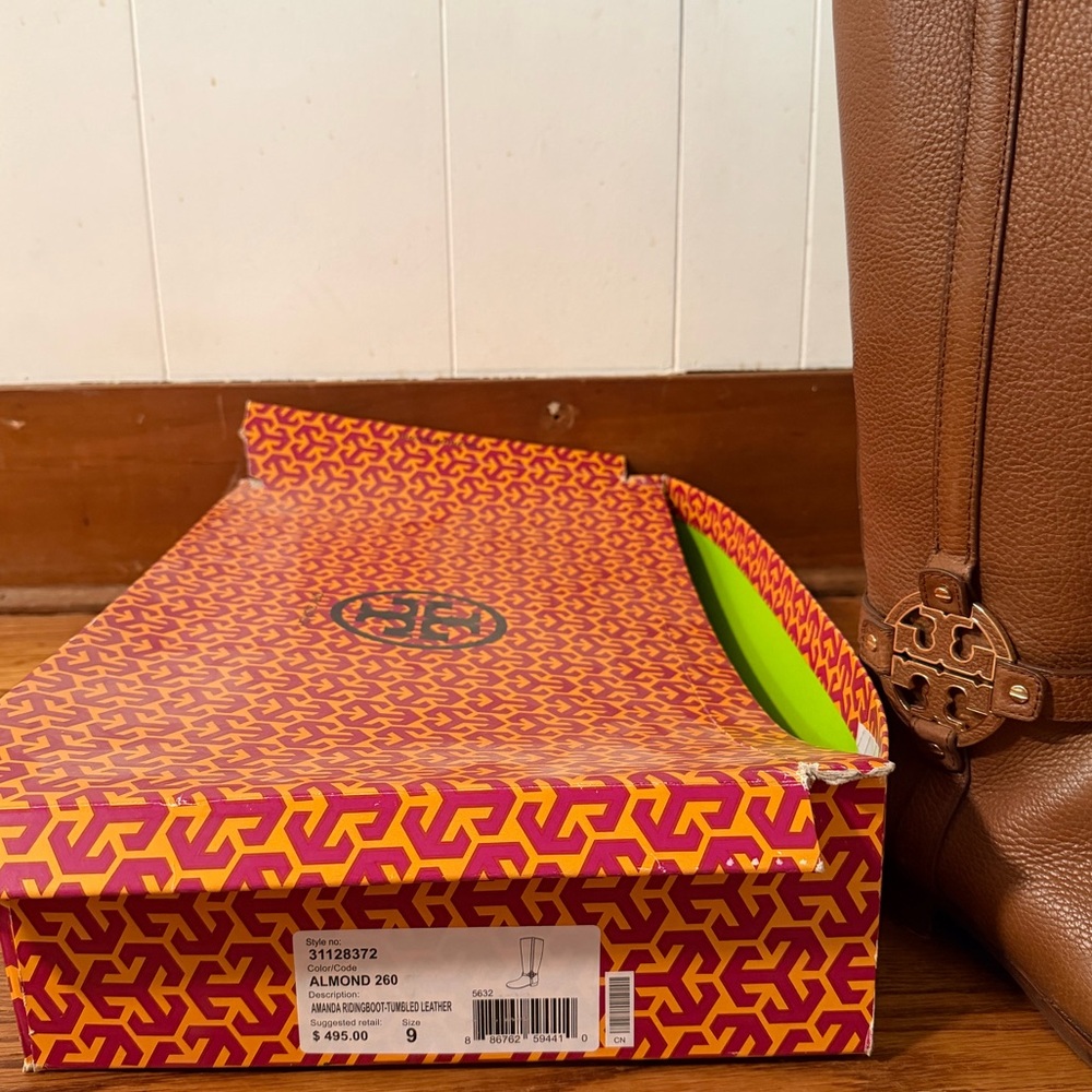 Tory Burch - Amanda Riding Boots in Almond Tumbled Leather - Size 9 - Picture 8 of 13